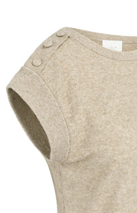 Sleeveless Sweater with Shoulder Button Details