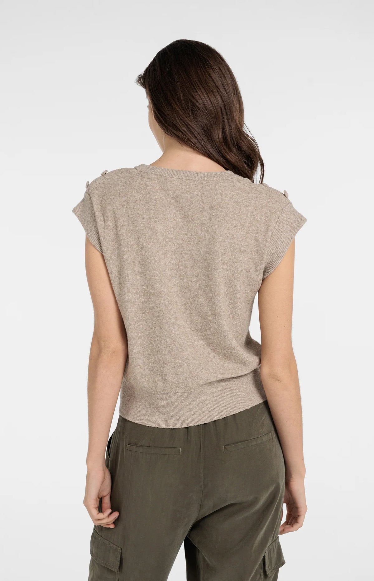 Sleeveless Sweater with Shoulder Button Details (Copy)