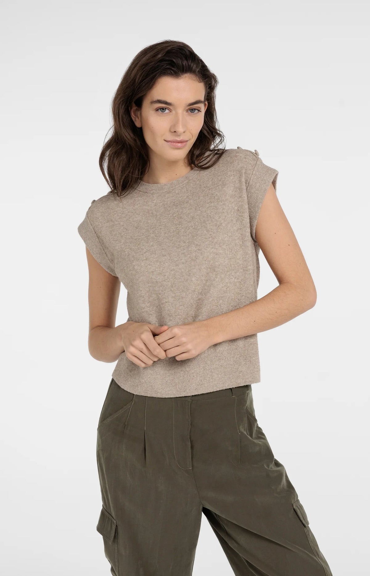 Sleeveless Sweater with Shoulder Button Details (Copy)