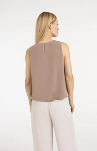 Sleeveless Woven Top with Balloon Hem