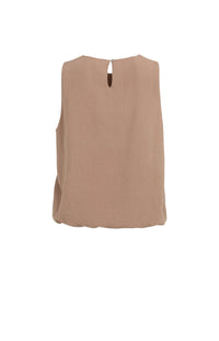 Sleeveless Woven Top with Balloon Hem