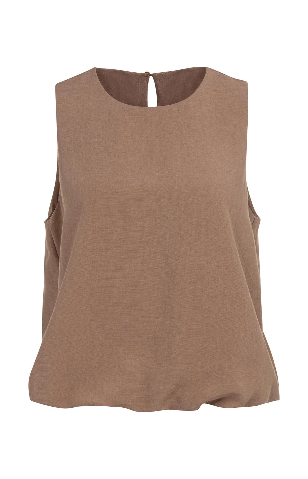Sleeveless Woven Top with Balloon Hem