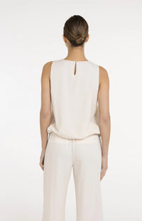 Sleeveless Woven Top with Balloon Hem