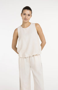 Sleeveless Woven Top with Balloon Hem