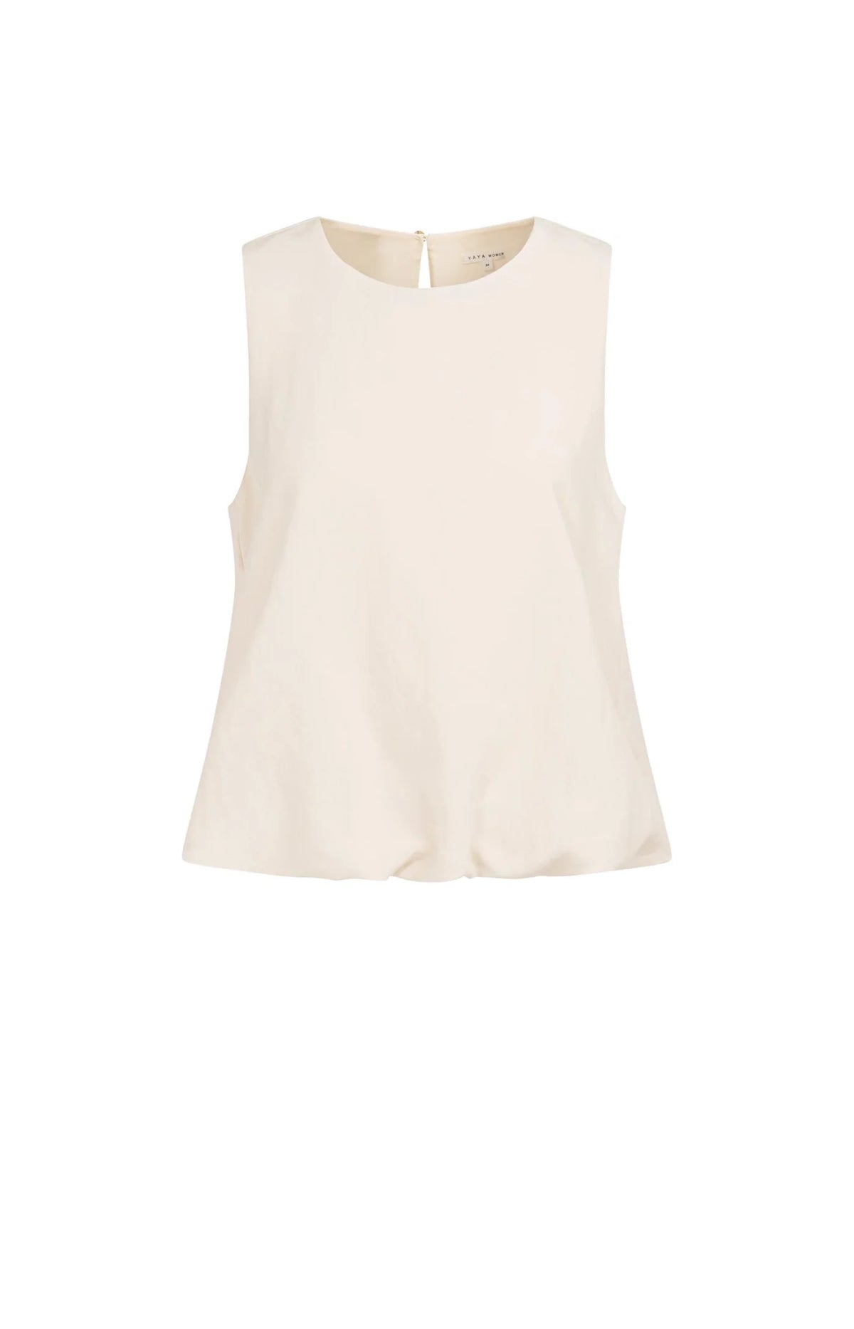 Sleeveless Woven Top with Balloon Hem