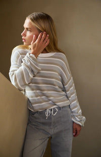 Striped Sweater with Drawstring