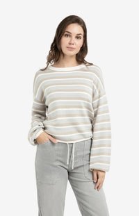 Striped Sweater with Drawstring