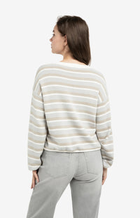 Striped Sweater with Drawstring