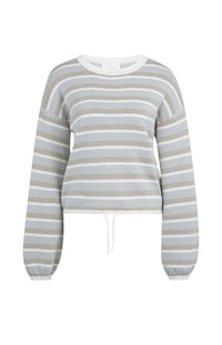 Striped Sweater with Drawstring