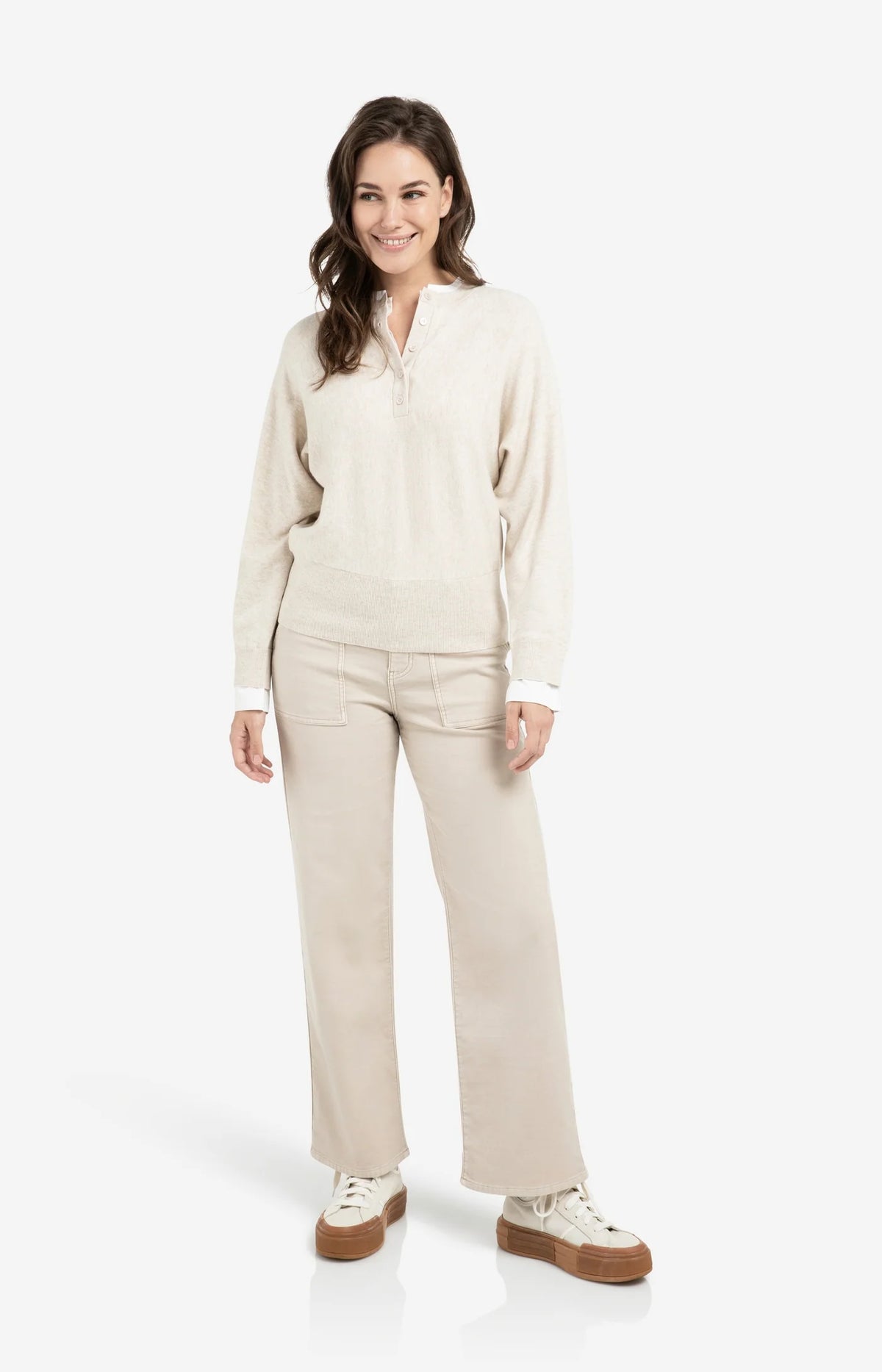 Sweater with Inserted Blouse Collar