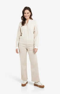 Sweater with Inserted Blouse Collar