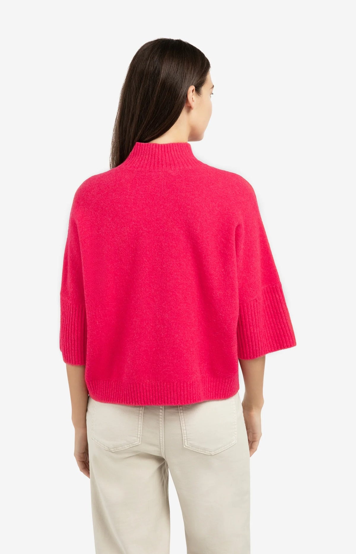 Sweater with Ribbed Three-quarter Sleeves