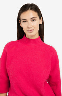 Sweater with Ribbed Three-quarter Sleeves
