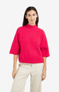 Sweater with Ribbed Three-quarter Sleeves