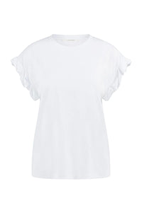 T-shirt with Round Neck and Pleated Sleeves