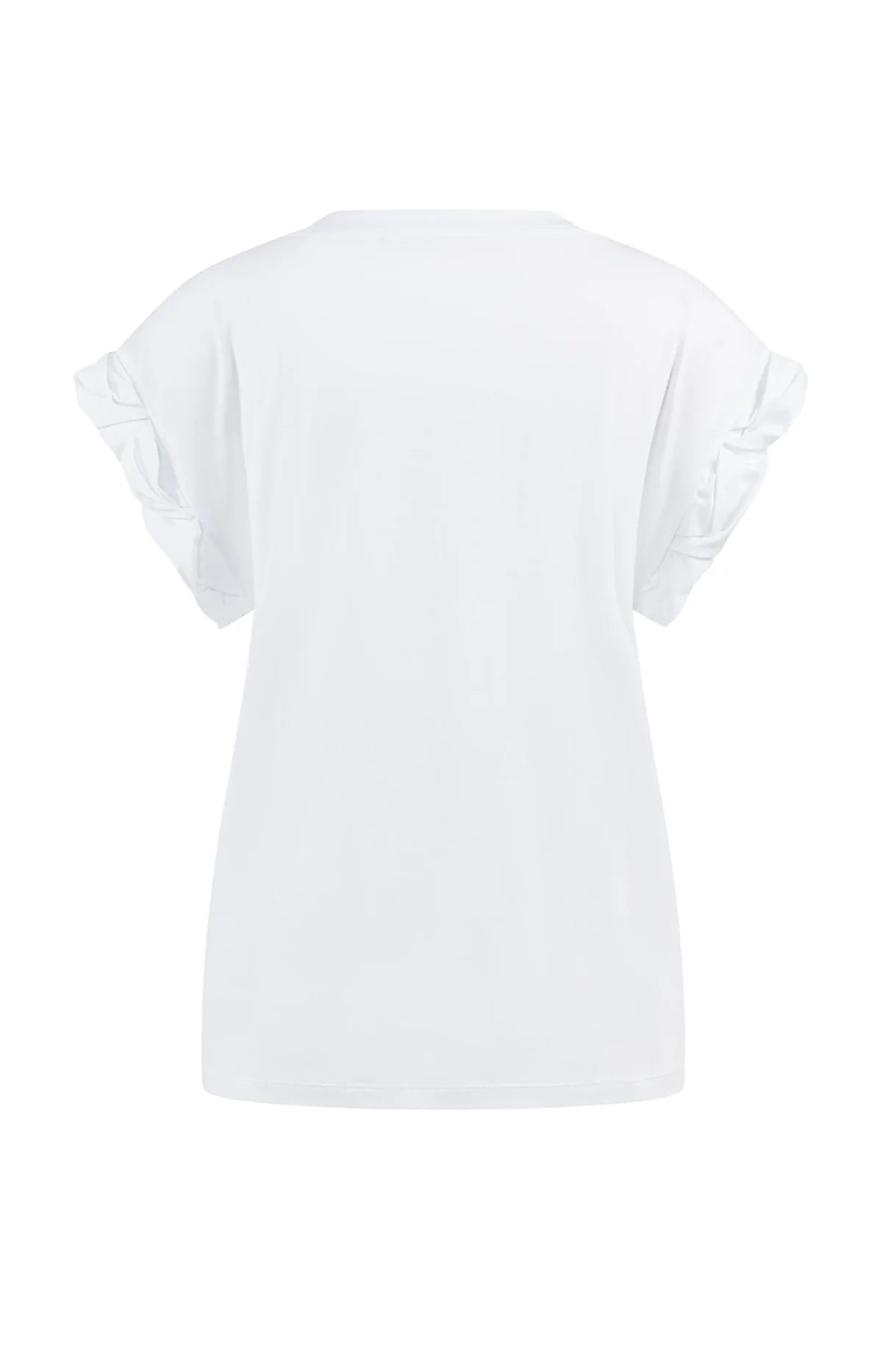 T-shirt with Round Neck and Pleated Sleeves