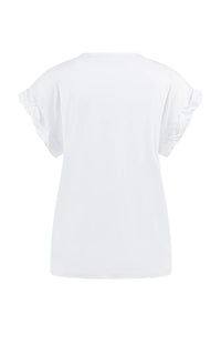 T-shirt with Round Neck and Pleated Sleeves