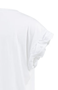 T-shirt with Round Neck and Pleated Sleeves