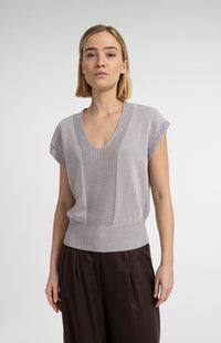 Textured Sweater with V-Neck - YAYA