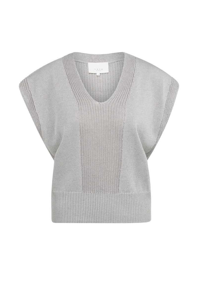 Textured Sweater with V-Neck - YAYA