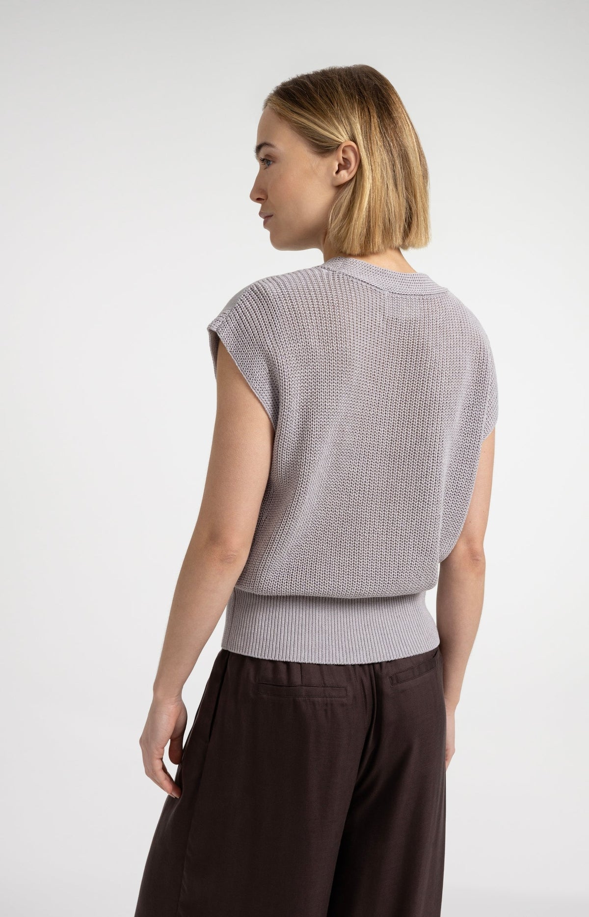 Textured Sweater with V-Neck - YAYA