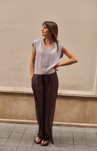 Textured Sweater with V-Neck - YAYA