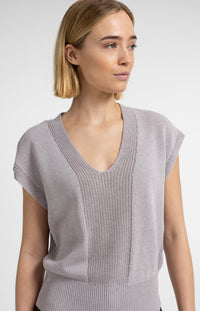 Textured Sweater with V-Neck - YAYA