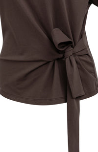 YAYA Round Neck Knot Detail Top