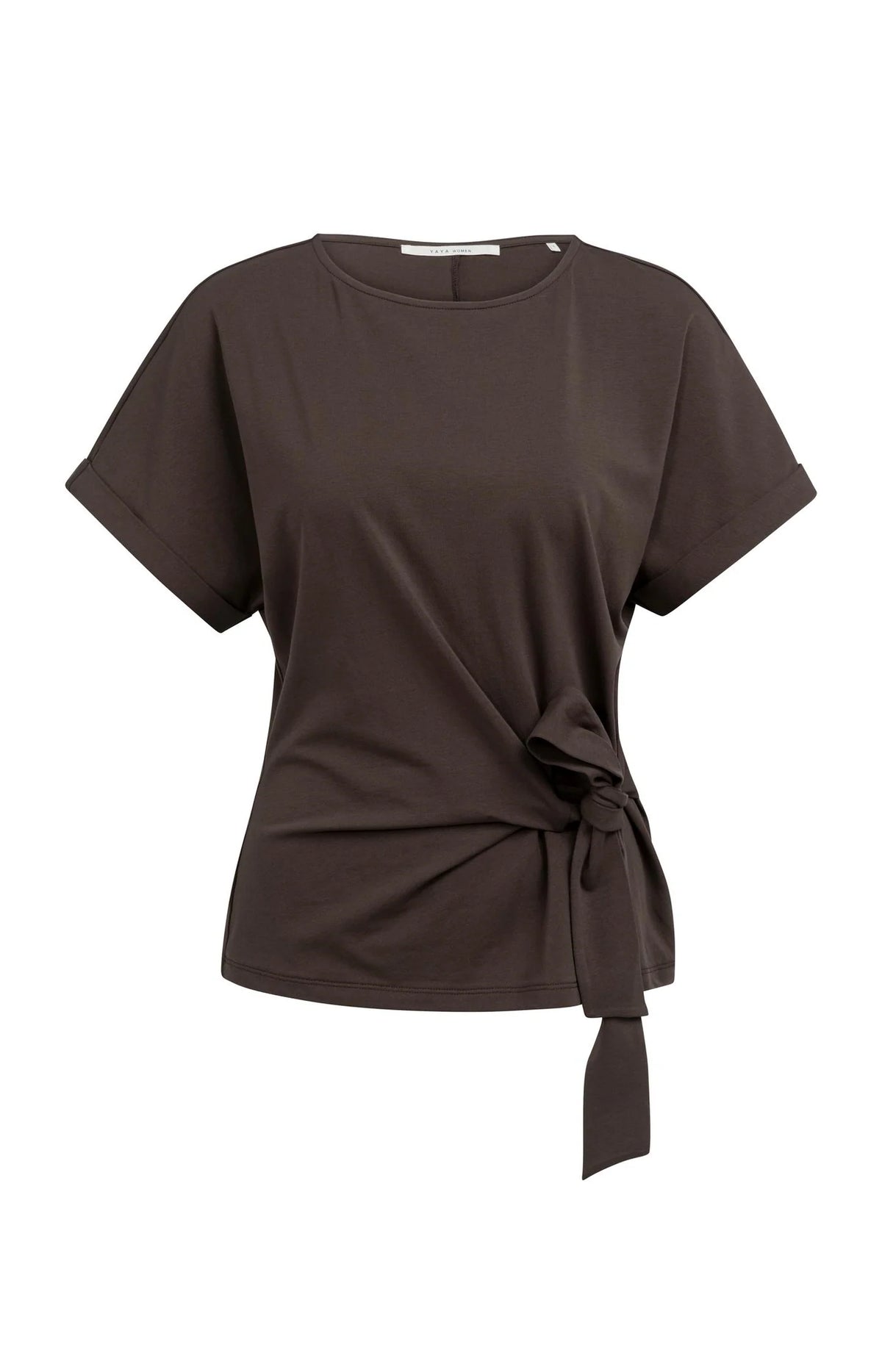 YAYA Crew Neck Cap Sleeve Top
