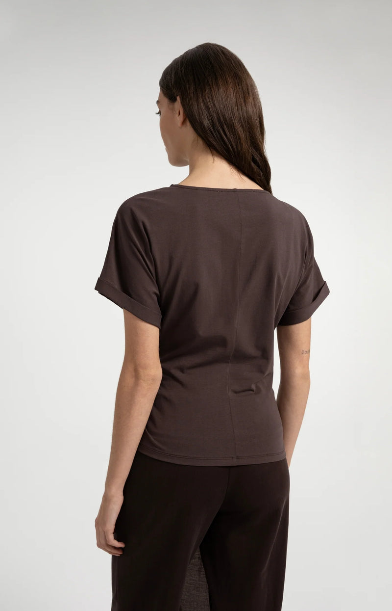 YAYA Round Neck Knot Detail Top
