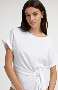 YAYA Round Neck Knot Detail Top