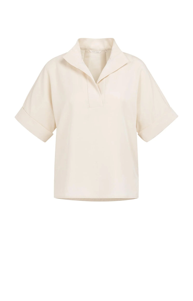 Top with Short Sleeves and Polo Collar