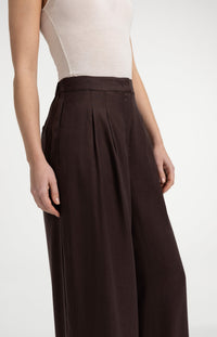 Wide Leg Trousers with Elastic Waist - YAYA - Aubergine Purple