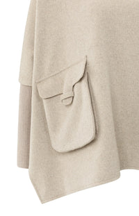 Wool Blend Poncho with Turtleneck