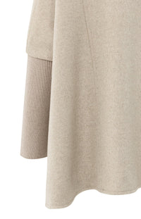 Wool Blend Poncho with Turtleneck