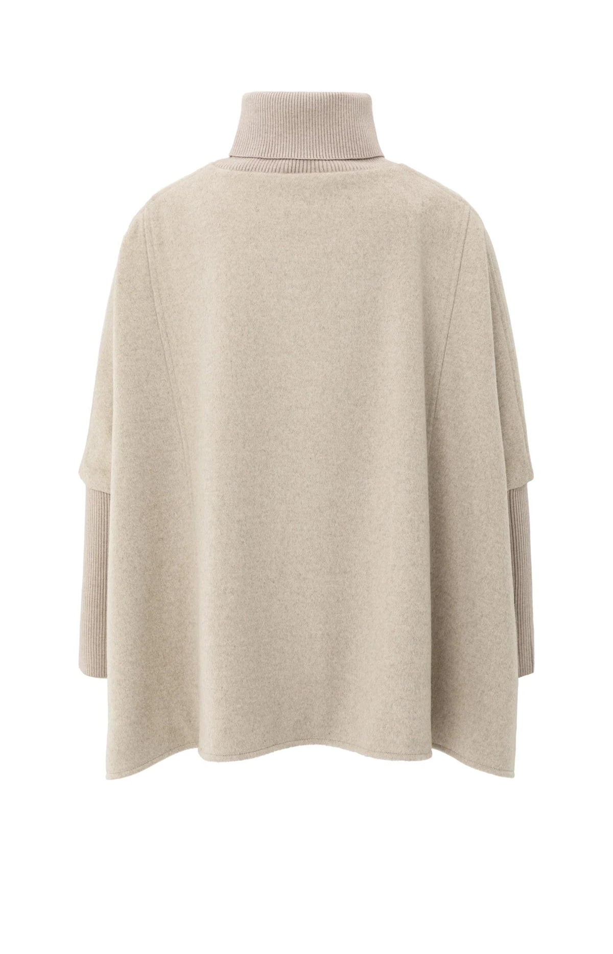 Wool Blend Poncho with Turtleneck