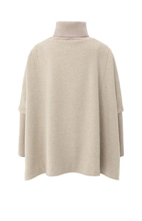 Wool Blend Poncho with Turtleneck