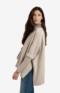 Wool Blend Poncho with Turtleneck