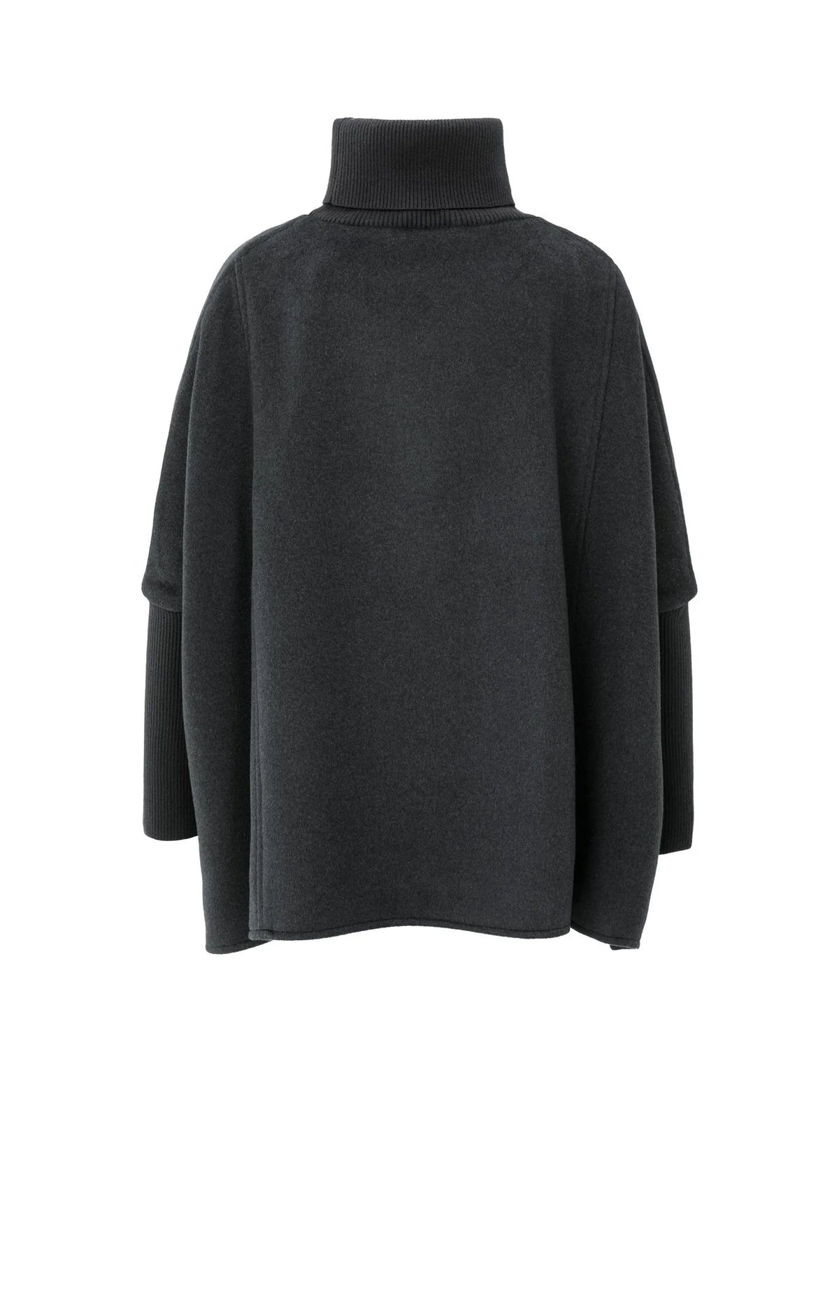 Wool Blend Poncho with Turtleneck