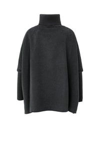 Wool Blend Poncho with Turtleneck