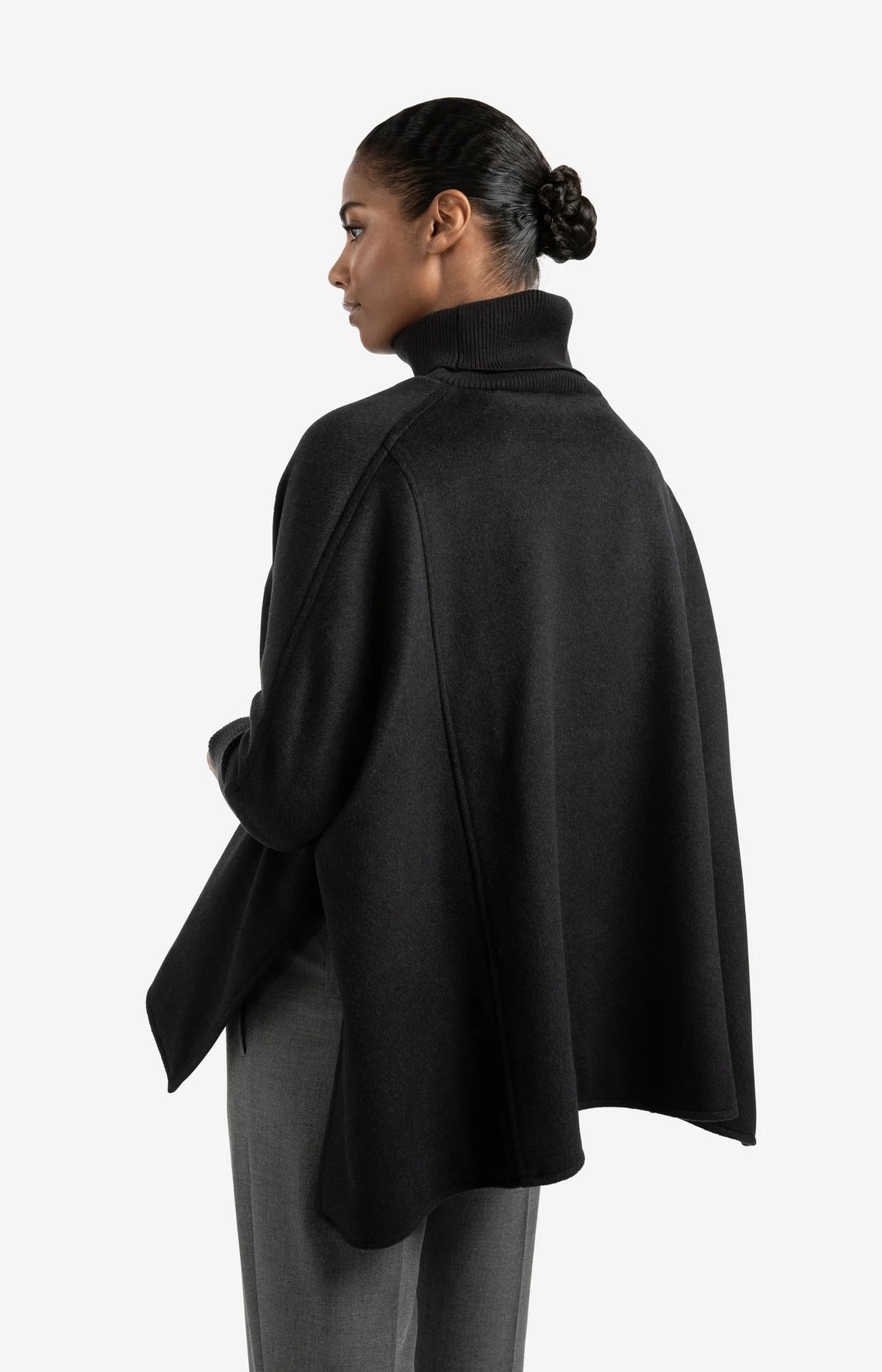 Wool Blend Poncho with Turtleneck