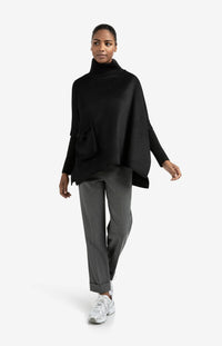 Wool Blend Poncho with Turtleneck