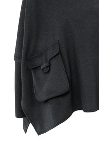 Wool Blend Poncho with Turtleneck