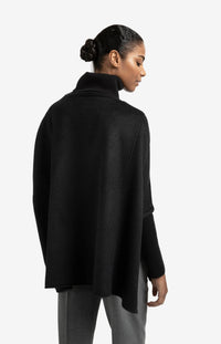 Wool Blend Poncho with Turtleneck