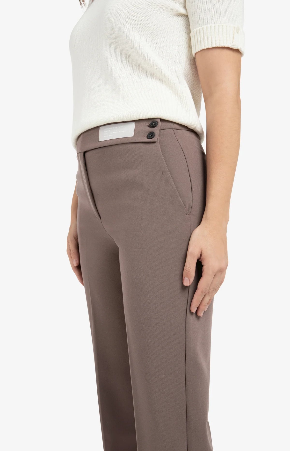 Woven Trousers with Asymmetrical Waistband and Straight Fit