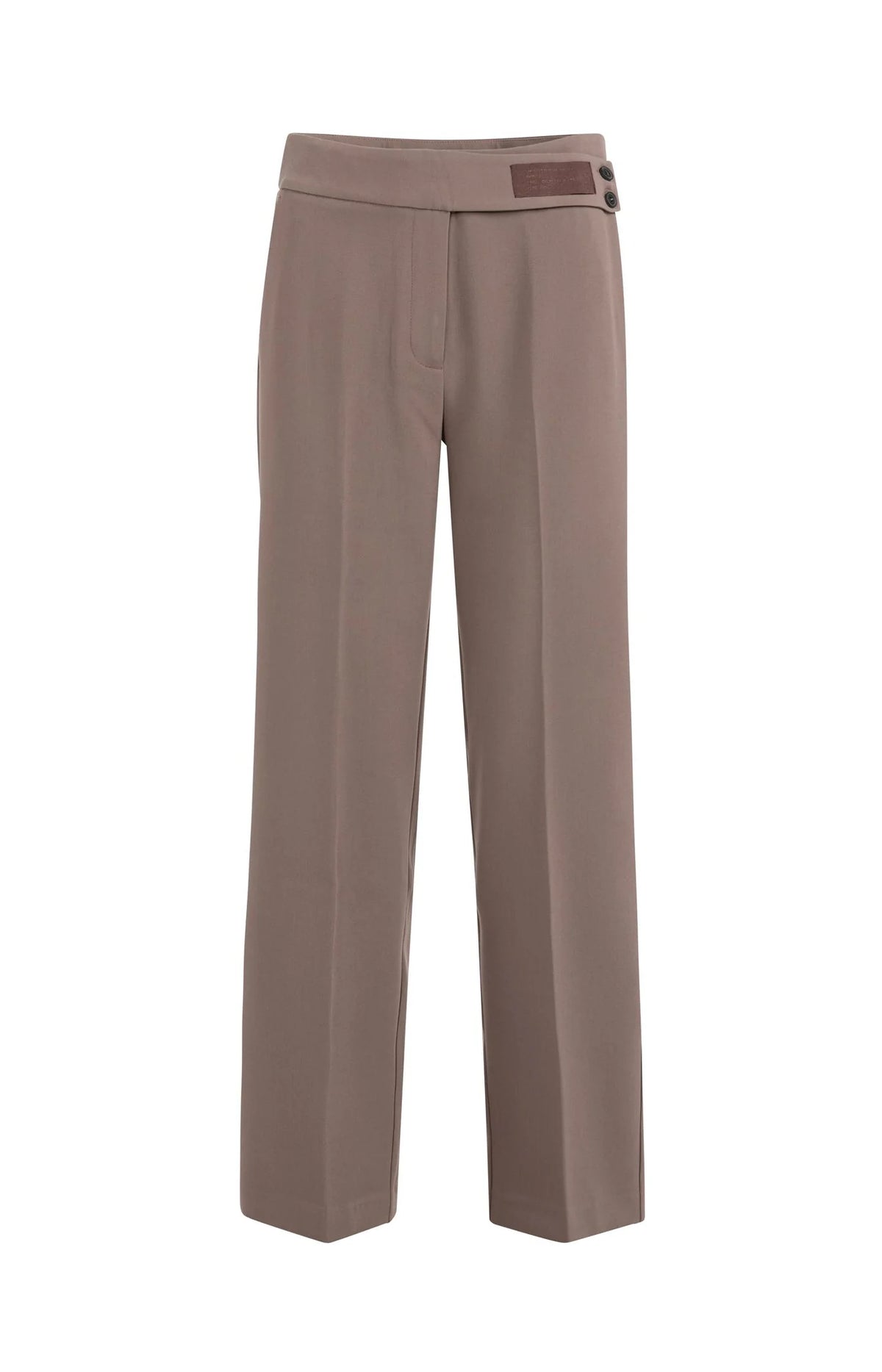 Woven Trousers with Asymmetrical Waistband and Straight Fit