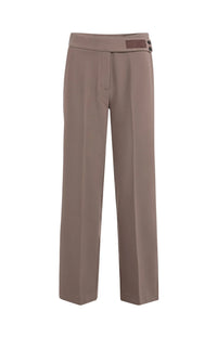 Woven Trousers with Asymmetrical Waistband and Straight Fit