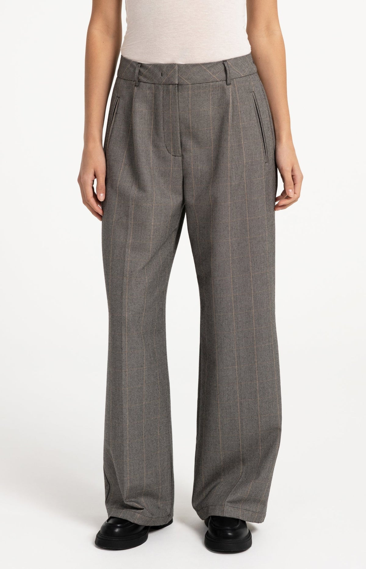 Woven Wide Leg Check  Trousers